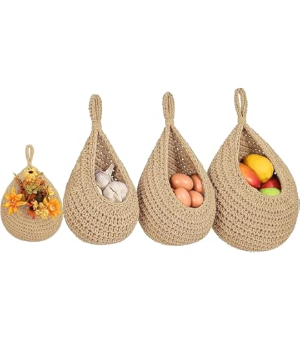 Amazon.co.jp: PUERI 壁掛けかご 壁掛けバスケット 籐 手編み 収納かご